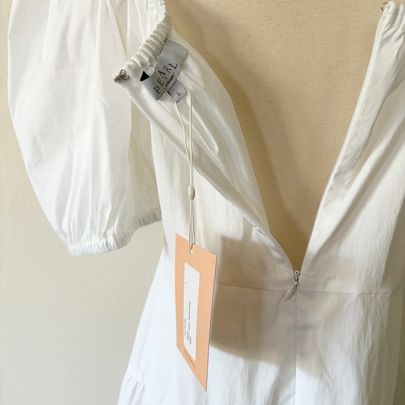 Pearl by Lela Rosa NWT White Cotton Poplin Tiered Dress Large L - Picture 7 of 8